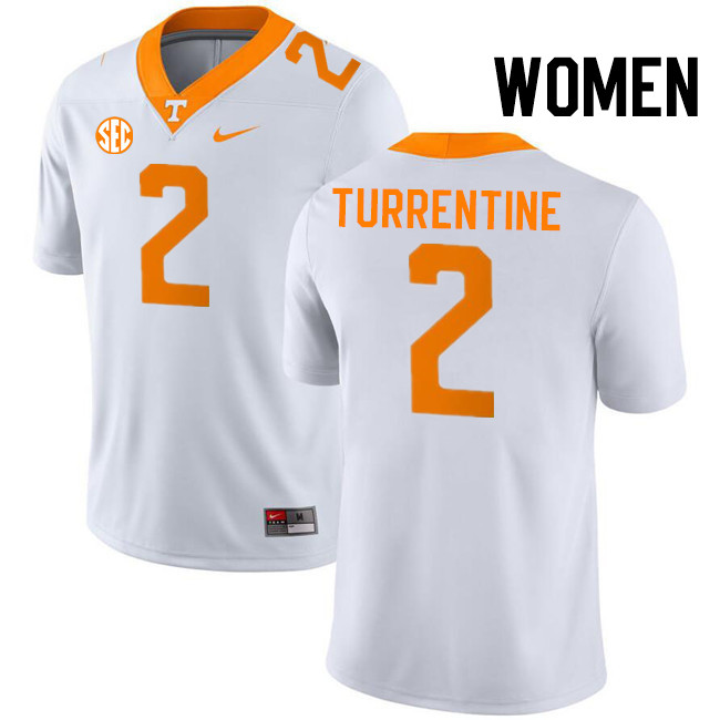 Women #2 Andre Turrentine Tennessee Volunteers College Football Jerseys Stitched-White